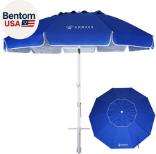 8 Feet Large Beach Umbrella with Sand Anchor Heavy Duty High Wind Portable Outdo
