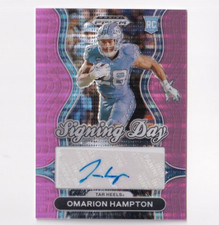 Omarion Hampton 2025 PANINI PRIZM DRAFT SIGNING DAY PINK PULSAR RC AUTO /15 UNC