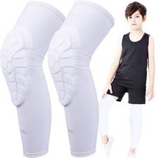 Youth 5-15 Years Padded Leg Compression Sleeve Knee Guards Protective for Bas...