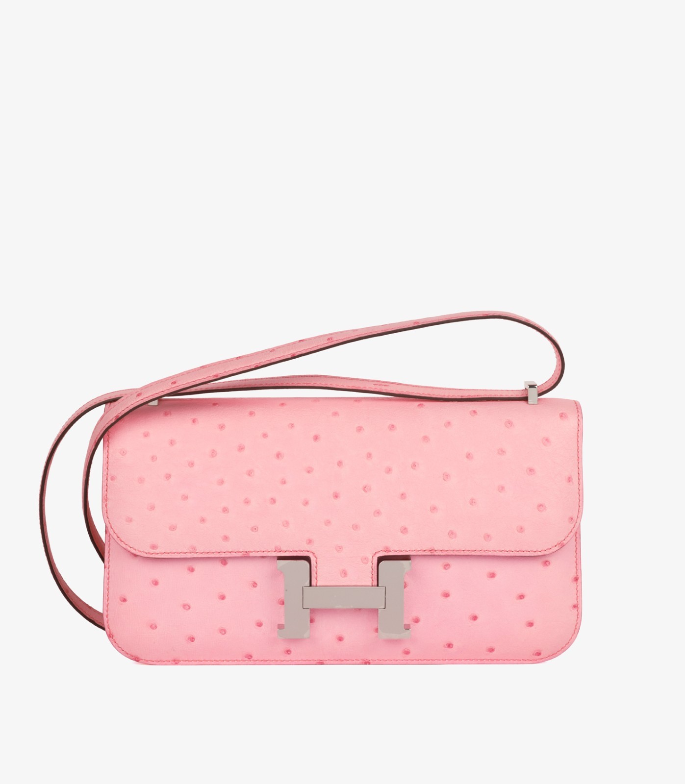 Hermès Bubblegum Ostrich Leather Constance Elan