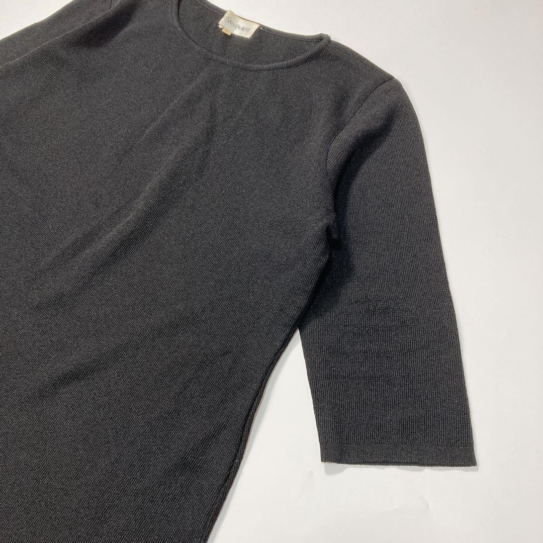 Autentico maglione maglia Yves Saint Laurent vintage nero taglia L donna