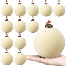 12 Pcs Velvet Christmas Ball Ornaments - 4 Inch Cream White Flocked Christmas...