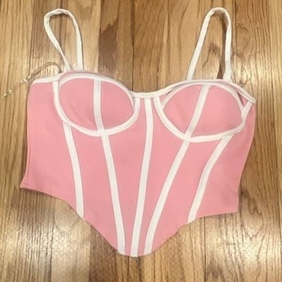 Julia by Love J Pink and White Corset Top Size M
