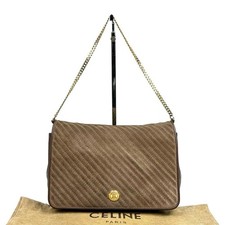 CELINE One Shoulder Bag Purse Macadam Suede Leather Brown Authentic by JAPAN