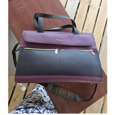 Lovevook Faux Leather Tote Purple Black Water-Resistant 15.6" Laptop Bag