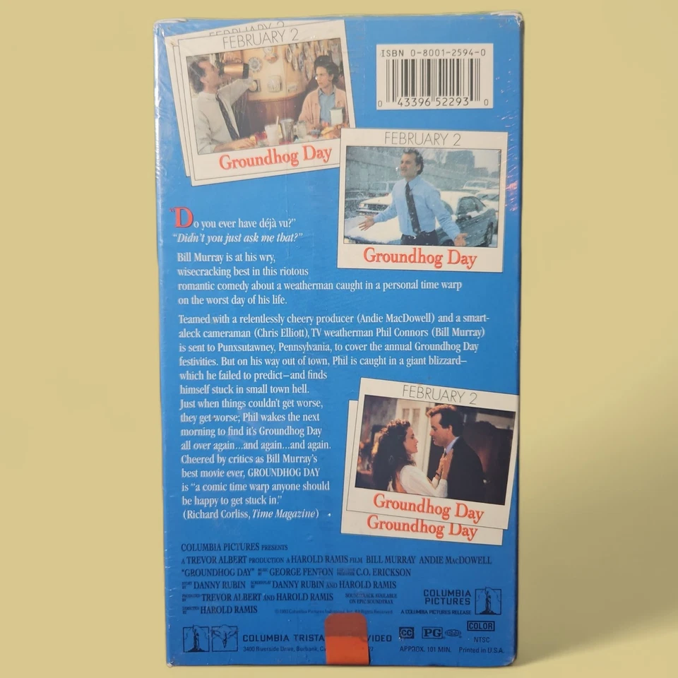 Groundhog Day (VHS 1993) Bill Murray [PG] Comedy Romance Movie  - Imagem 3 de 4