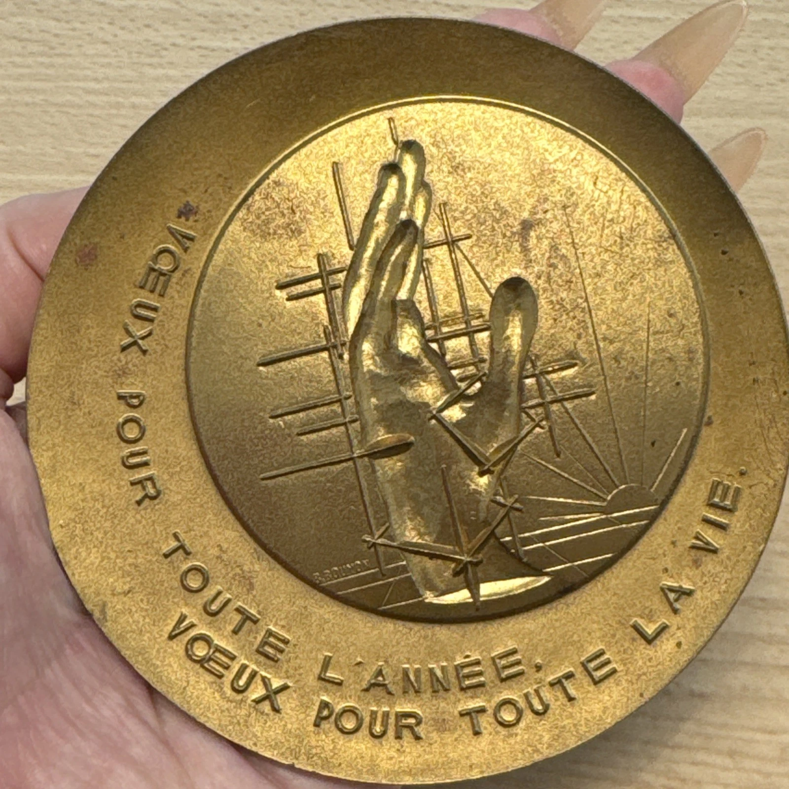 Médaille De Vœux B.Bouyon En Bronze 489,36 Grammes