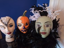 3 Vintage Style Styrofoam Mannequin Heads Custom Highly Detailed Home Decor