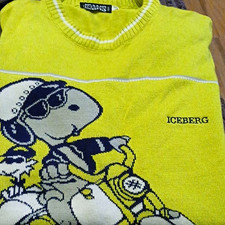 Iceberg Snoopy Graphic Logo Yellow Knit V-Nec...