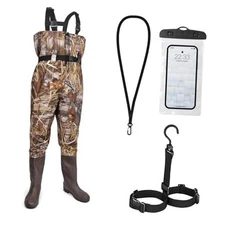 Fishing Waders for Men with Boots, Nylon/PVC Waterproof Chest Waders M9 Camo