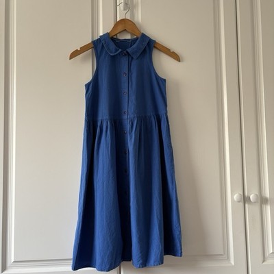 Ärmelloses Kleid Mädchen elektrisch blau Markenlos Prärie-Stil Knopfleiste Alter 9