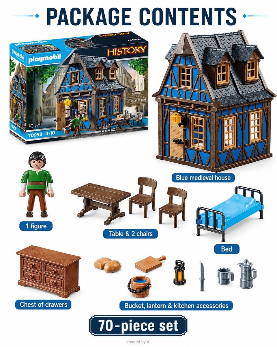 Playmobil History 70958 Blue Medieval Home 2 History House NEW