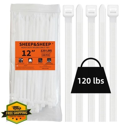 SHEEPandSHEEP White Zip Ties 12 Inch 100pcs