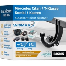 ANH&Auml;NGERKUPPLUNG f&uuml;r Mercedes Citan T-Klasse W420 starr BRINK +13p E-Satz JAEGER