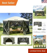 Versatile 12x12ft Pop-Up Canopy Shelter with Windproof Design & Mosquito Netting