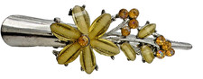 Vintage Floral Hair Clip Barrette Metal Lucite and Rhinestones Flower Hair Pin