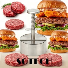 Burger Press Stainless Steel Spring Ejector Hamburger Patty Mold for BBQ Kitchen