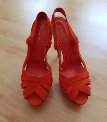 GIANVITO ROSSI High Heel Sandalen mit Knöchelriemchen Gr. DE40 koralle