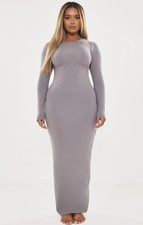 PLT Charcoal Shape Sculpted Long Sleeve Maxi Dress Size S