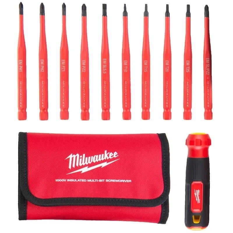 Milwaukee 10-in-1 Insulated Multi-Bit Screwdriver Set VDE 1000V 4932493657