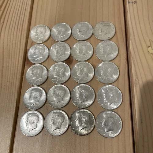 1964 Kennedy Half Dollars Roll of 20 Silver, 90% Silver Very Good Condition