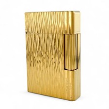 S.T. Dupont Gatsby Gold Gas Lighter Wave Pattern No Box Tested  Working France
