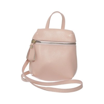 Borse in Pelle, Rucksack, Damen, Leder, Pink, Einfarbig, 14, 6, 18 cm #U6P