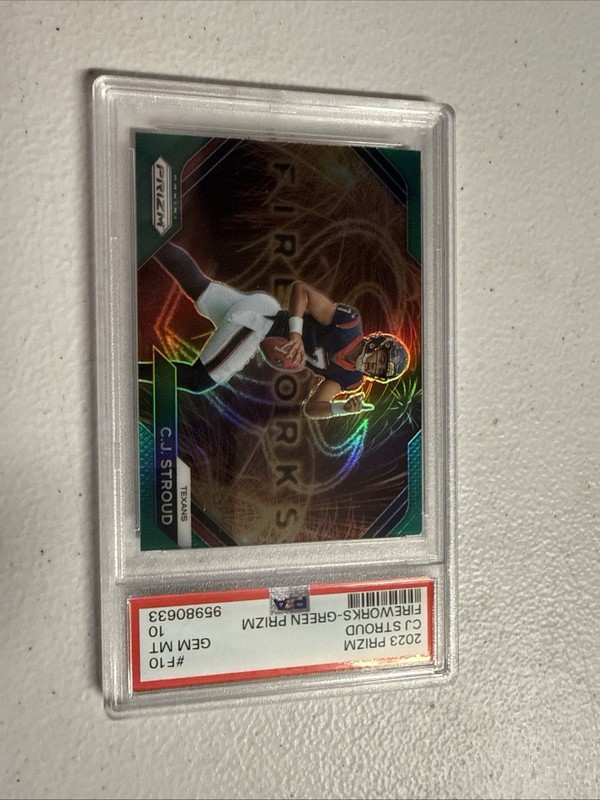 Panini 2023 Prizm Fireworks Green Prizm C.J. Stroud RC F-10 PSA 10