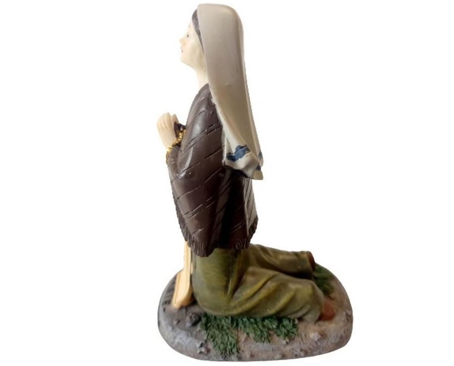 Figurine Bernadette de Lourdes 16 cm en résine peinte pour coin prière