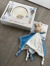 Image of BNWT Peter Rabbit Baby Comfort Blanket Toy First Feeding Set Gift Birth Easter