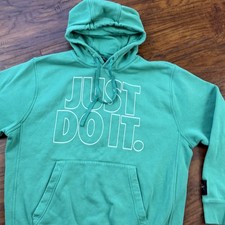 Nike Hoodie Womens L Green Pockets Sweatshirt Drawstring Pullover Just Do It