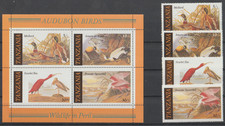 == Tanzanie. Bloc-Feuillet et Série ★★ Oiseaux d'Audubon — 1991 ==