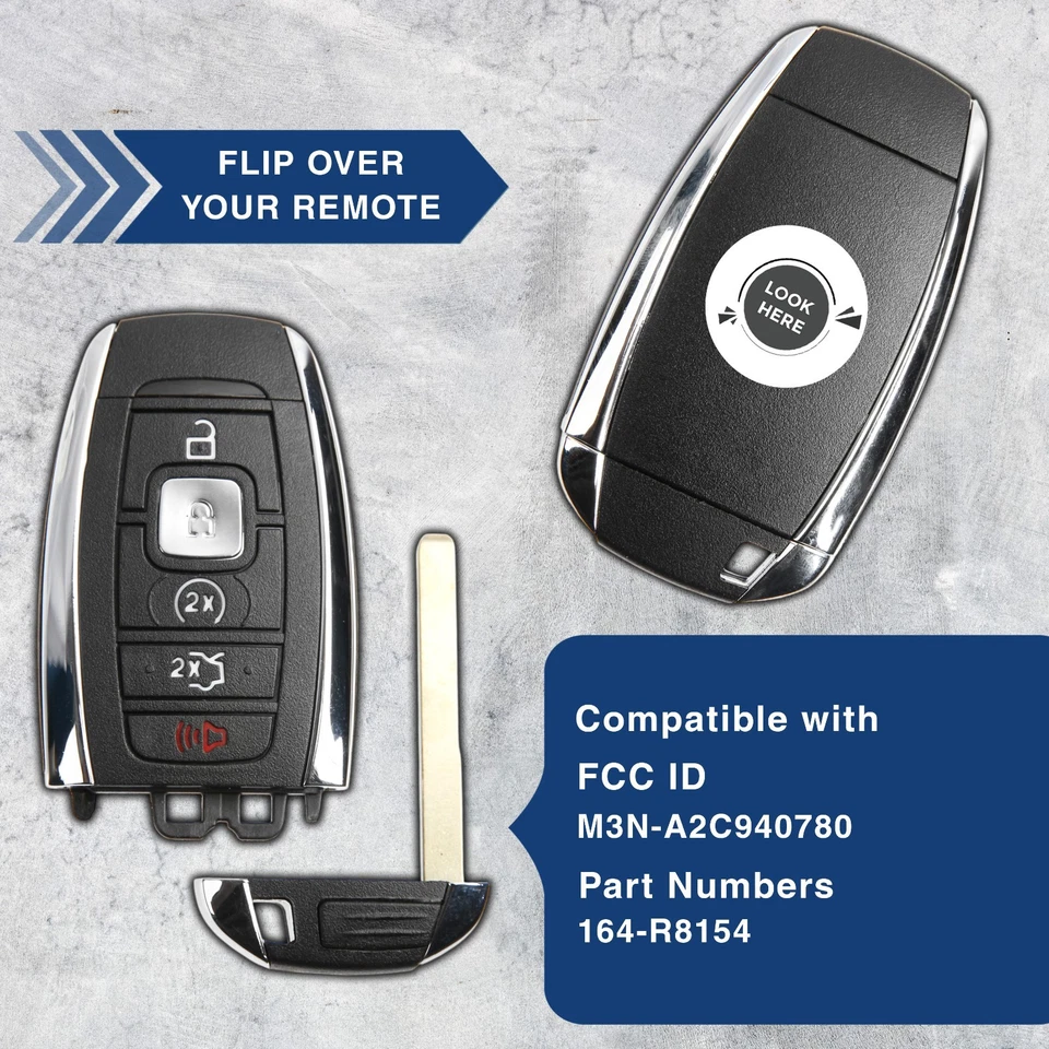 2 Key Fob Remote for 2017-2023 Lincoln MKC MKX MKZ Navigator (M3N-A2C940780) - Image 4 of 4