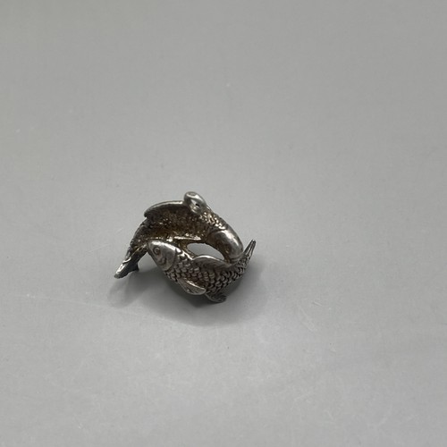 Vintage Sterling Silver Pisces Interlocking Fish Zodiac Charm Pendant ...