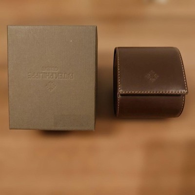 Patek Philippe watch box case travel carry case dark brown leather near mint