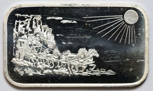 Vintage 1oz Silver SilverTowne Covered Wagon .999 Fine Art Bar - Winchester, IN