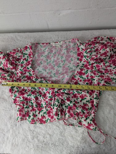 For Love & Lemons Petal Floral Crop Blouse Size S Cropped Top - Picture 7 of 10