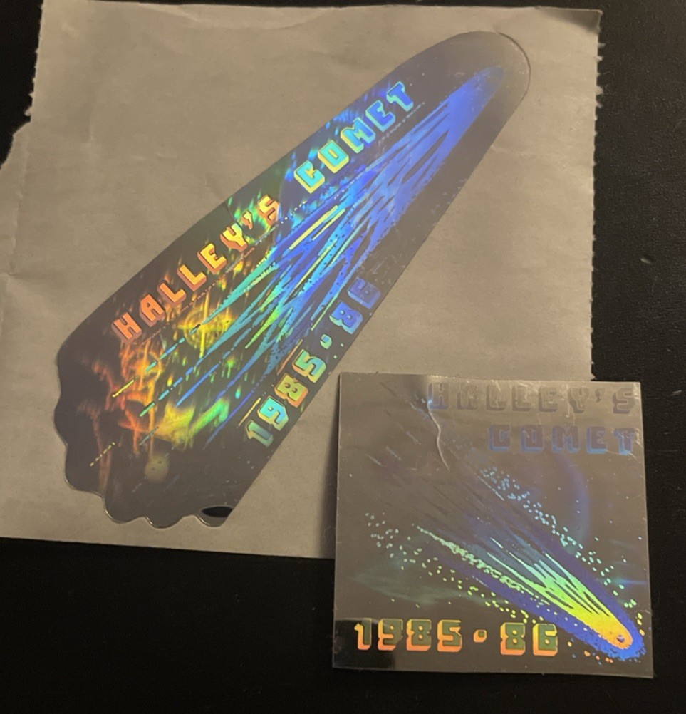 2 - 1986 Halley's Comet Holographic Sticker’s  1” x 1” & 2” x 1”