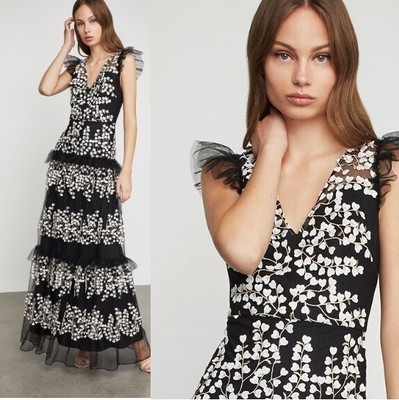 floral vine applique gown bcbg