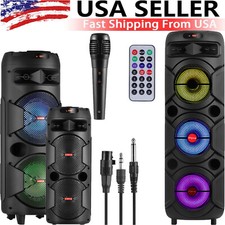 Loud Portable Bluetooth Speaker Dual Sub woofer Party Heavy Bass Sound System