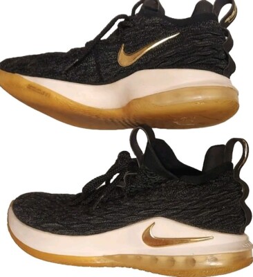 NIKE LeBron 15 Low Shoes Men's Size 10 Sneakers Black Gold A01755-001 James