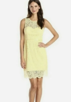 Jessica Simpson Yellow Lace Dress l 12 Back Zipper Sleeveless Lined new Nwt  | eBay