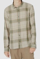  249 John Varvatos Men's Green Plaid Linen Regular Collar Shirt Size XL