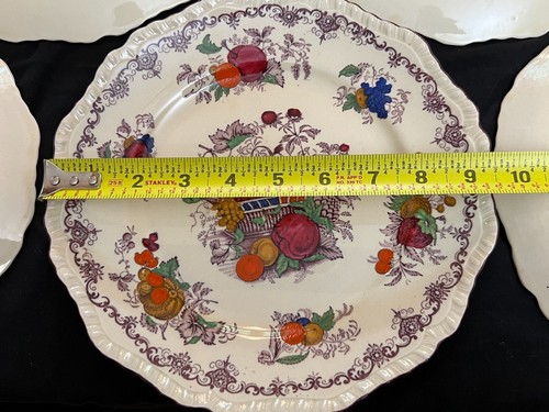 (8) Mason's Ironstone Fruit Basket 9-1/2" Dinner Plates Scalloped Edge - Picture 19 of 19