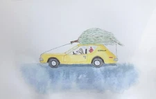 Original Watercolor Painting  Christmas Time  by Addison  9 x 6