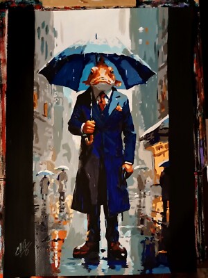 Acrylic poster portrait of a weird passerby in Pop Art Style, handmade
