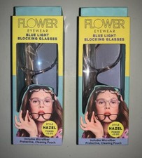 Lot of 2, Flower Eyewear Blue Light Blocking Glasses with Pouch Style, Hazel