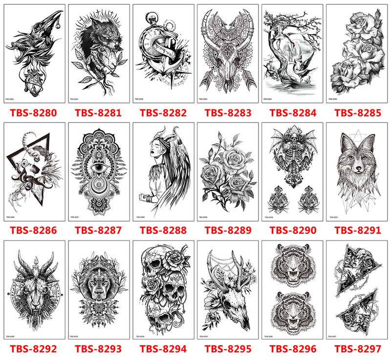 8 Sheets Temporary Tattoos Body Arm Tattoo Sticker Half Sleeve Fake Waterproof 