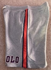 Image of Ralph Lauren Polo Boys Sweat Shorts Size 3 Years Heather Grey Red Stripe