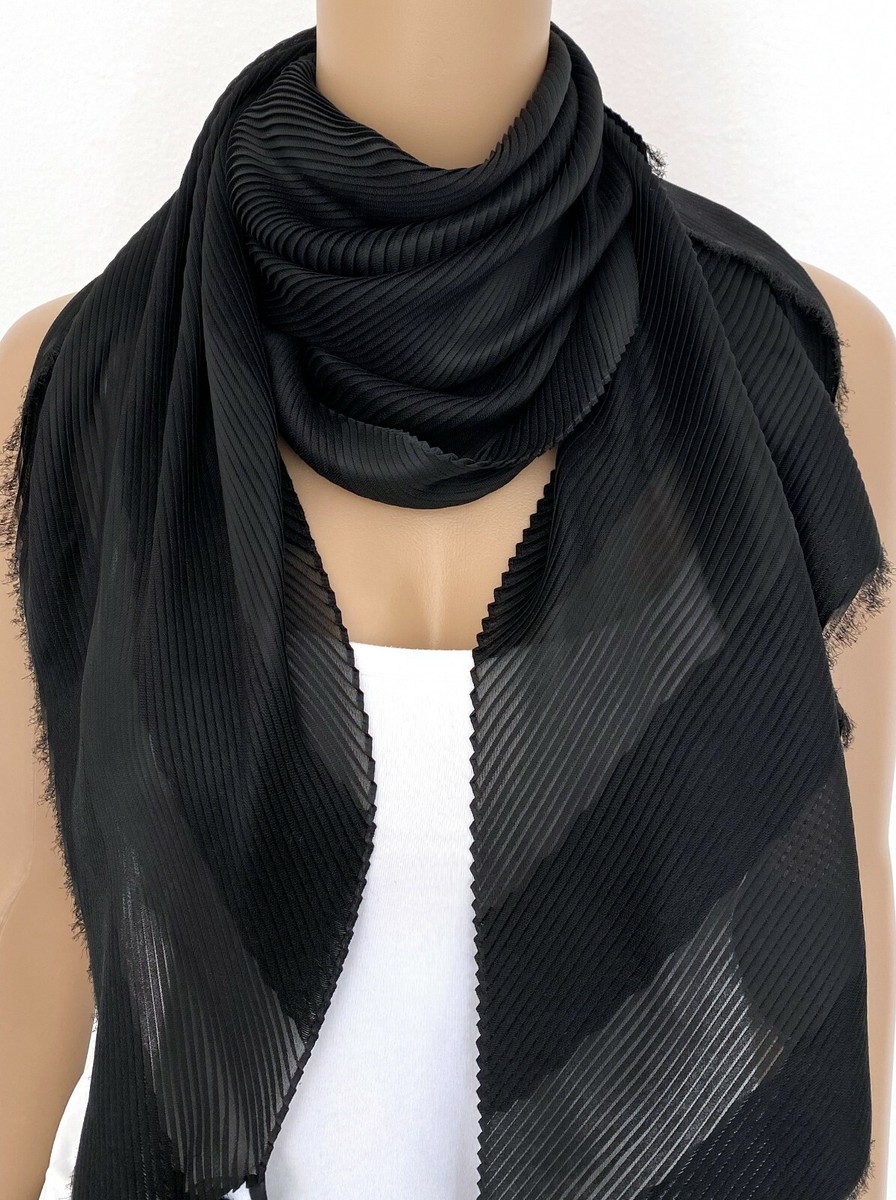 NWT! NEW! GIORGIO ARMANI Damaged Scarf Shawl Wrap Striped Black